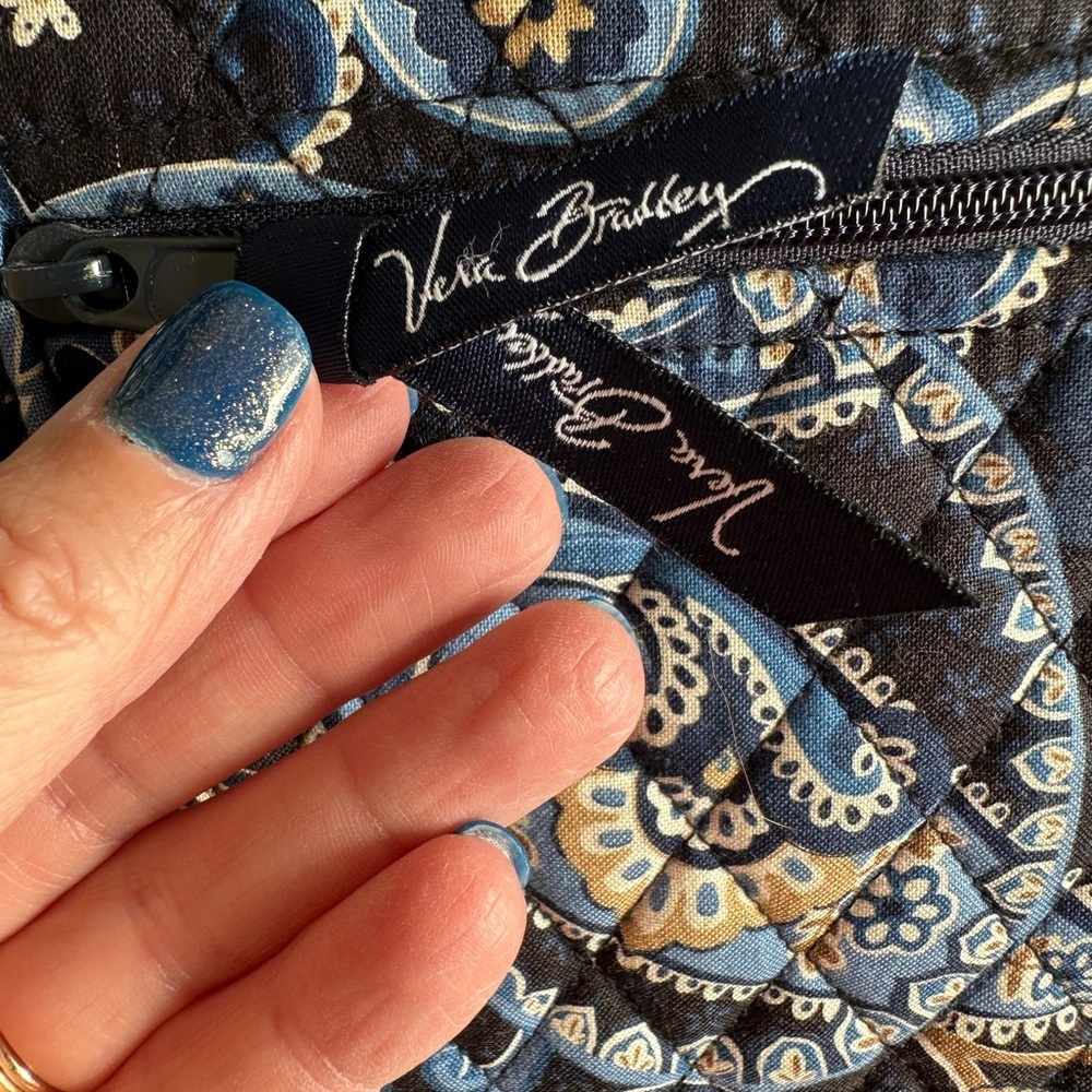 Vera Bradley Windsor Navy Quilted Villager Tote Double Shoulder Strap *Retired* - Picture 7 of 14